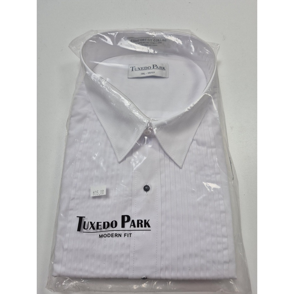 Tuxedo Park Dress Shirt Mens 3XL 36/37 White Pleated French Cuff Formal Tuxedo